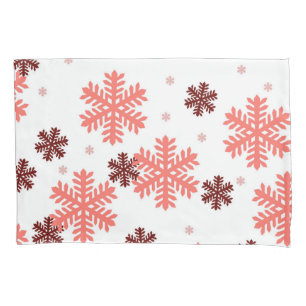 Red snow flakes Christmas pattern snow pattern des Pillowcase