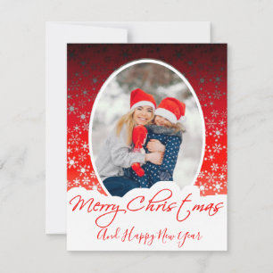 Red snow photo holiday card