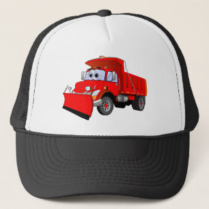 Red Snow Plough Cartoon Trucker Hat
