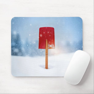Red Snow Shovel In Deep Snow Mouse Pad