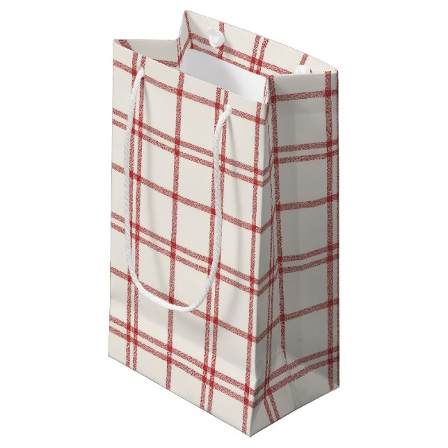 Red Snow Trail Christmas Plaid Small Gift Bag (Front Angled)