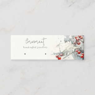 Red Snow Winter Berries Hoops Loop Stud Holder Mini Business Card