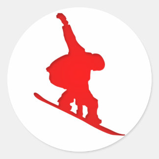 Red Snowboarder Classic Round Sticker