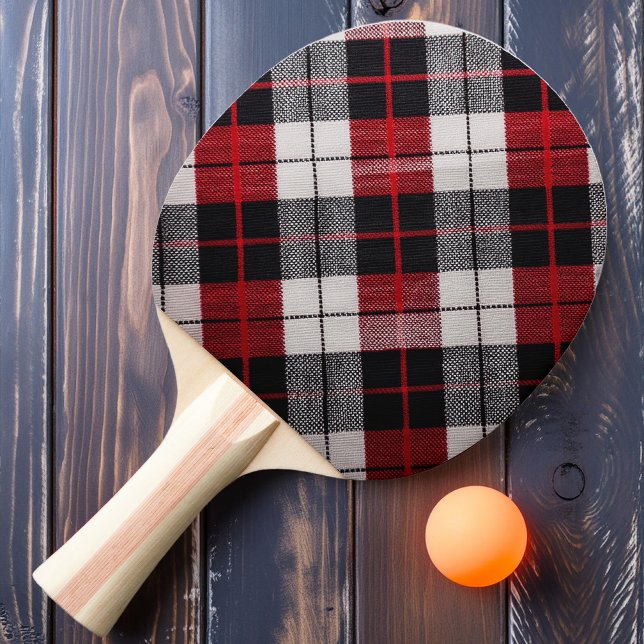 Red Snowfall Plaid Ping Pong Paddle (Creator Uploaded)