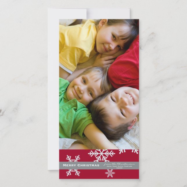 Red Snowflake 4x6 Photo card (Front)