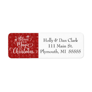 Red Snowflake Address Label Return Address Label