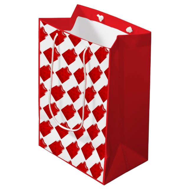 Red Snowflake Basketball Jersey Medium Gift Bag (Front Angled)