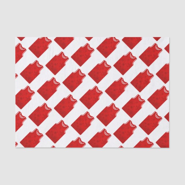Red Snowflake Basketball Jersey Tissue Paper (Front)