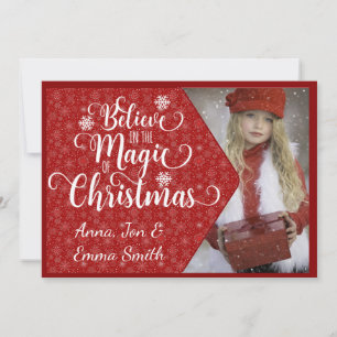Red Snowflake Believe Photo Christmas Card