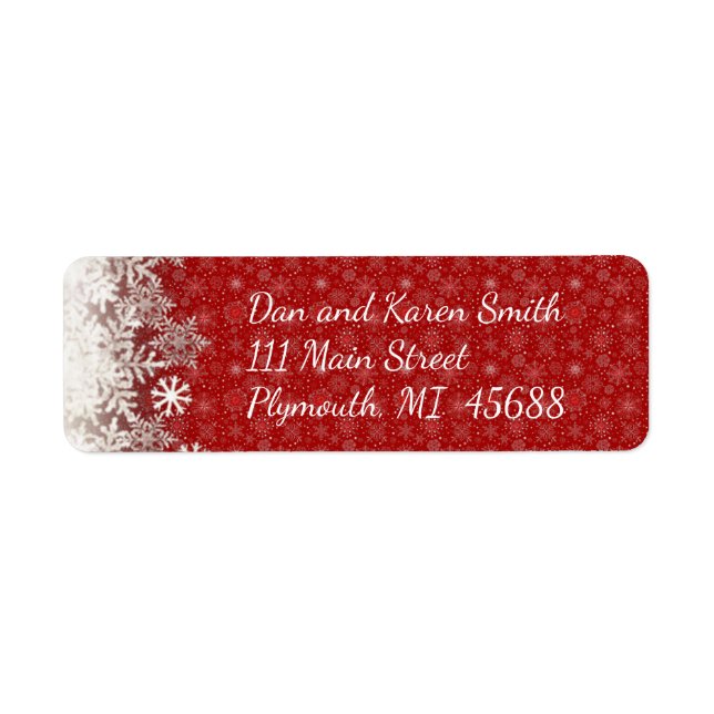 Red Snowflake Christmas Address Label Return Address Label (Front)