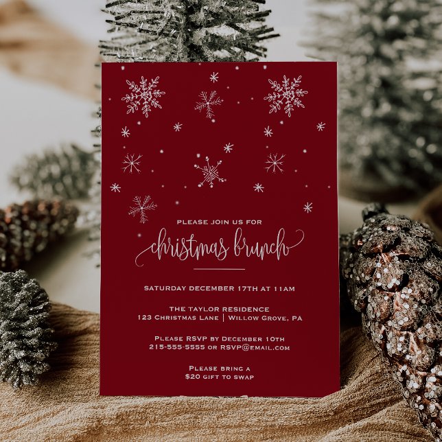 Red Snowflake Christmas Brunch Invitation (Creator Uploaded)