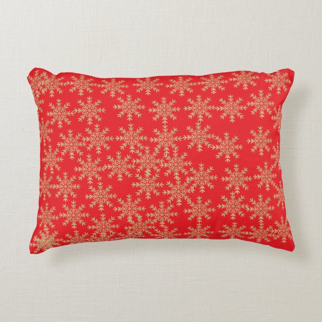 Red Snowflake Christmas Decorative Cushion (Front)