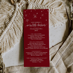 Red Snowflake Christmas Dinner Menu Card