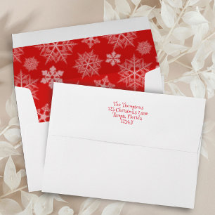 Red Snowflake Christmas Holiday Return Address Envelope