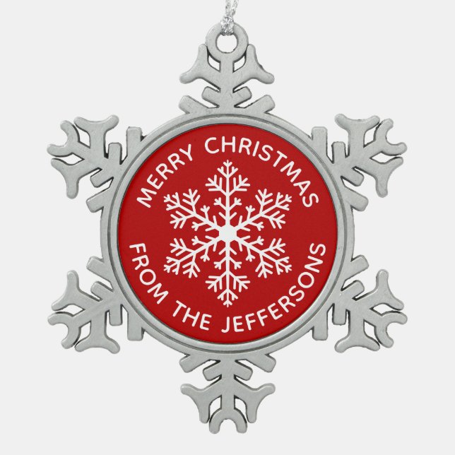 Red Snowflake Christmas Ornament (Front)