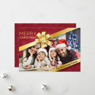Red Snowflake Christmas Photo Holiday Card