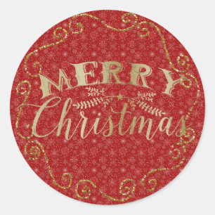 Red Snowflake Christmas Sticker