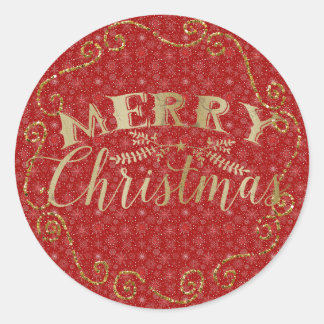 Red Snowflake Christmas Sticker