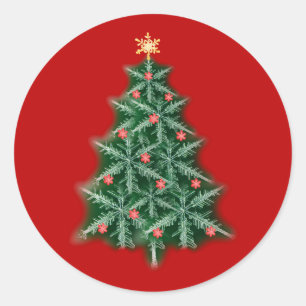 Red Snowflake Christmas Tree Sticker