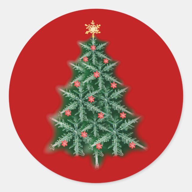 Red Snowflake Christmas Tree Sticker (Front)