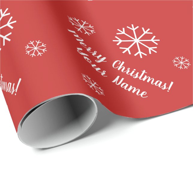 Red snowflake custom Christmas wrapping paper roll (Roll Corner)