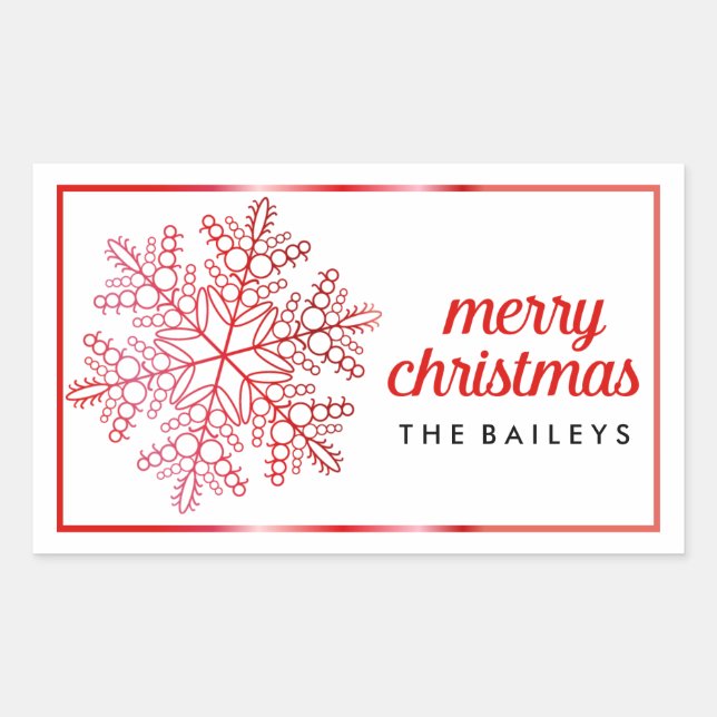 Red Snowflake Holiday/Christmas Sticker (Front)