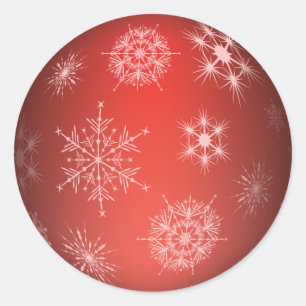 Red Snowflake Holiday Ornament Sticker