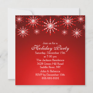 Red Snowflake Holiday Party Invitation