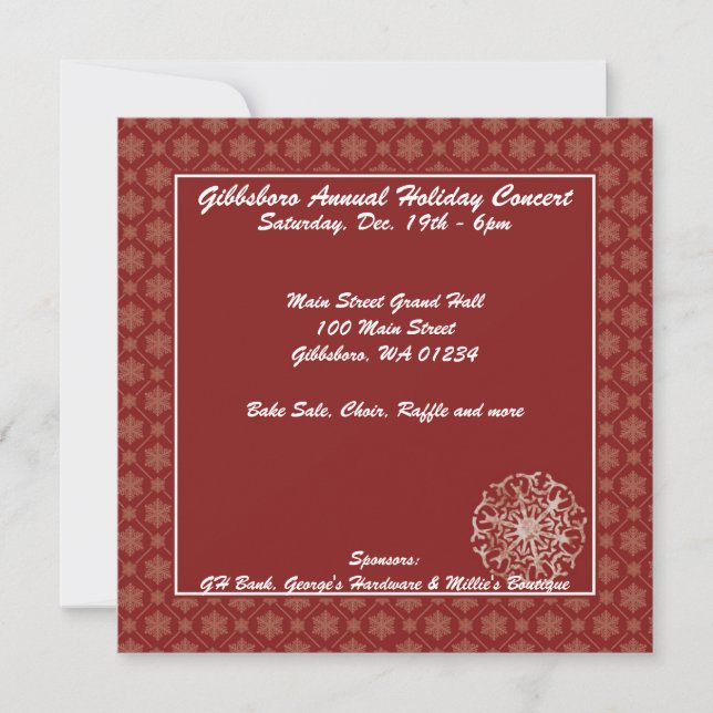 red Snowflake Holiday Party Invitations (Front)