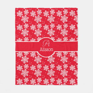 Red Snowflake pattern Fleece Blanket