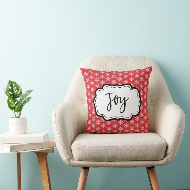 Red Snowflake Pattern Joy Cushion (Chair)