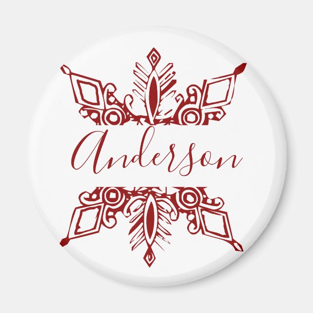 Red snowflake personalised  magnet (Front)