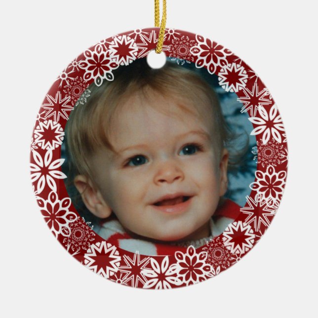 Red Snowflake Personalised Ornament (Front)