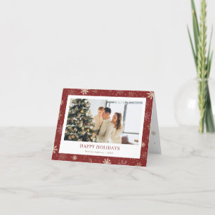 Red Snowflake Photo Happy Holidays Folded Card