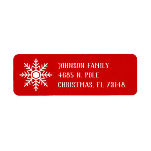 Red Snowflake Return Address Label