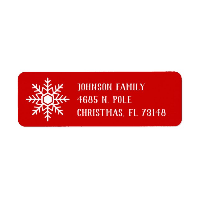 Red Snowflake Return Address Label (Front)