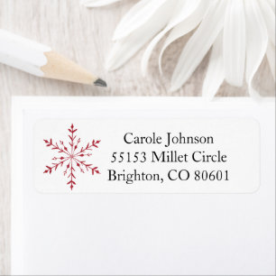 Red Snowflake Return Address Label
