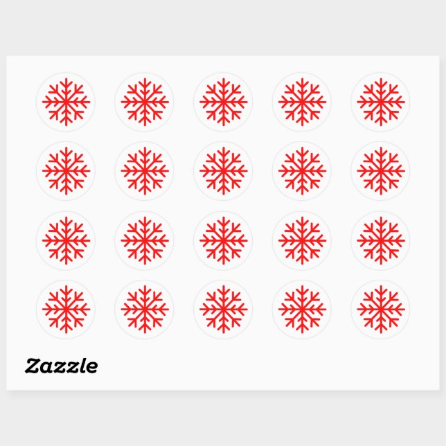 Red Snowflake Sticker 1.5" round (Sheet)