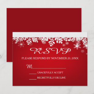 Red Snowflake Winter Wedding RSVP Card