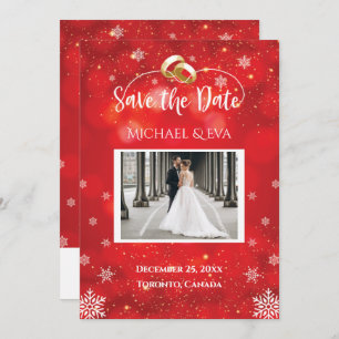 Red Snowflake Winter Wedding Save The Date Invitation