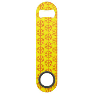Red Snowflake With Yellow Customised Bottle Opener