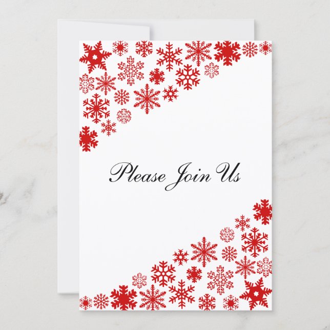 Red Snowflakes 5x7 Invitation Template (Front)