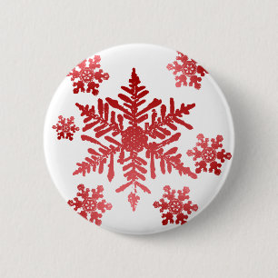 Red Snowflakes 6 Cm Round Badge
