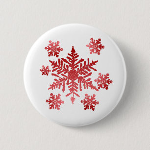 Red Snowflakes 6 Cm Round Badge