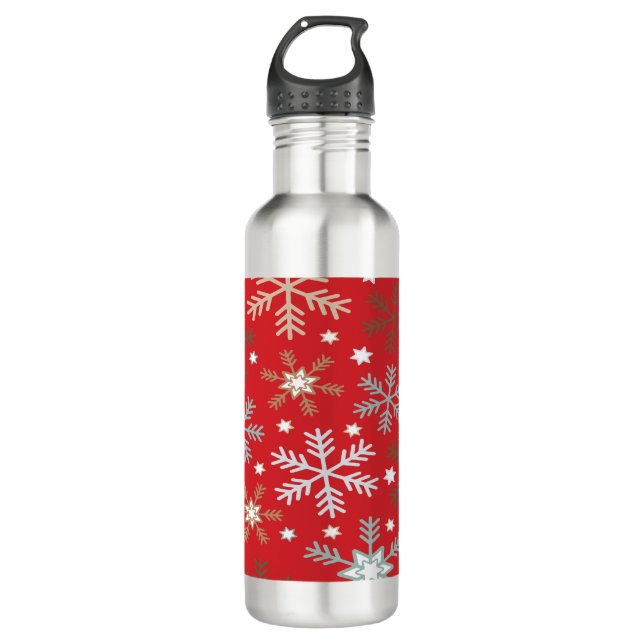 Red Snowflakes  710 Ml Water Bottle (Front)