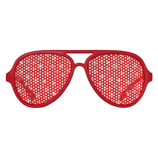 Red Snowflakes Aviator Sunglasses (Front)