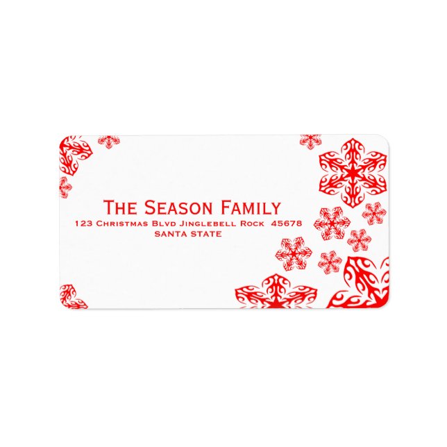 red Snowflakes chalkboard address label (Front)