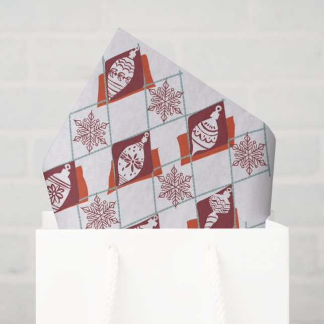 Red Snowflakes Christmas Holiday Pattern Tissue Paper (Gift Bag)