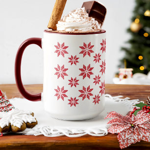 Red Snowflakes Christmas Mug