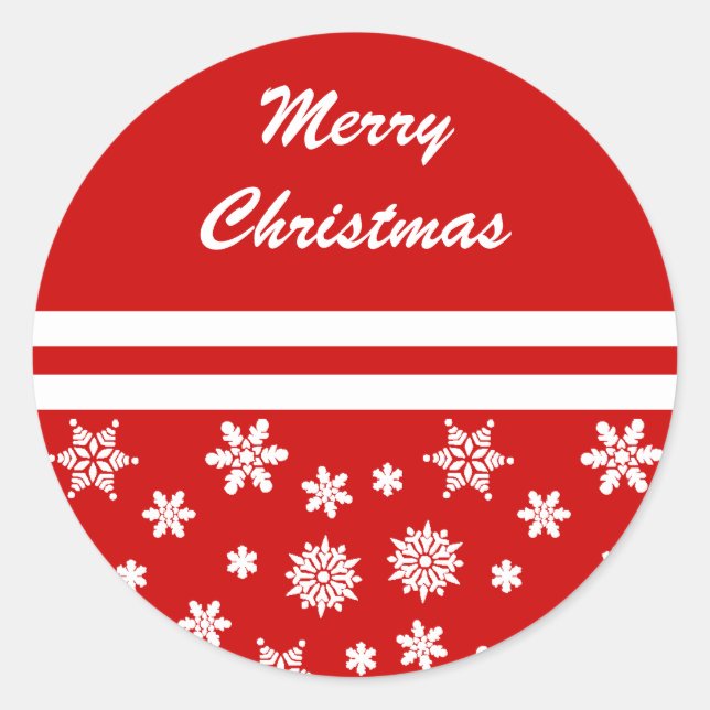 Red Snowflakes Christmas Sticker (Front)